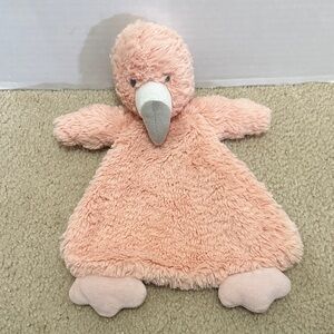 Demdaco Flamingo Security Blanket Plush Lovey Pink Minky Baby Rattle Toy 12” EUC